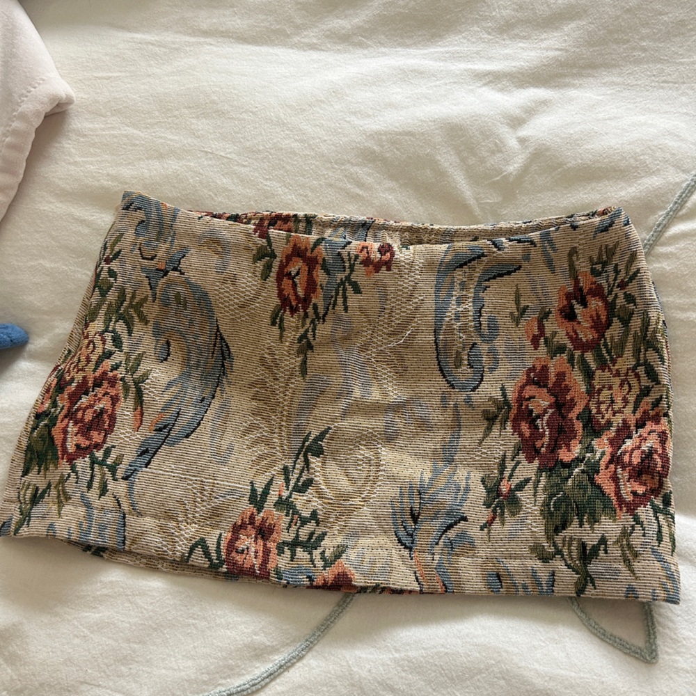 Floral Tapestry Mini Skirt